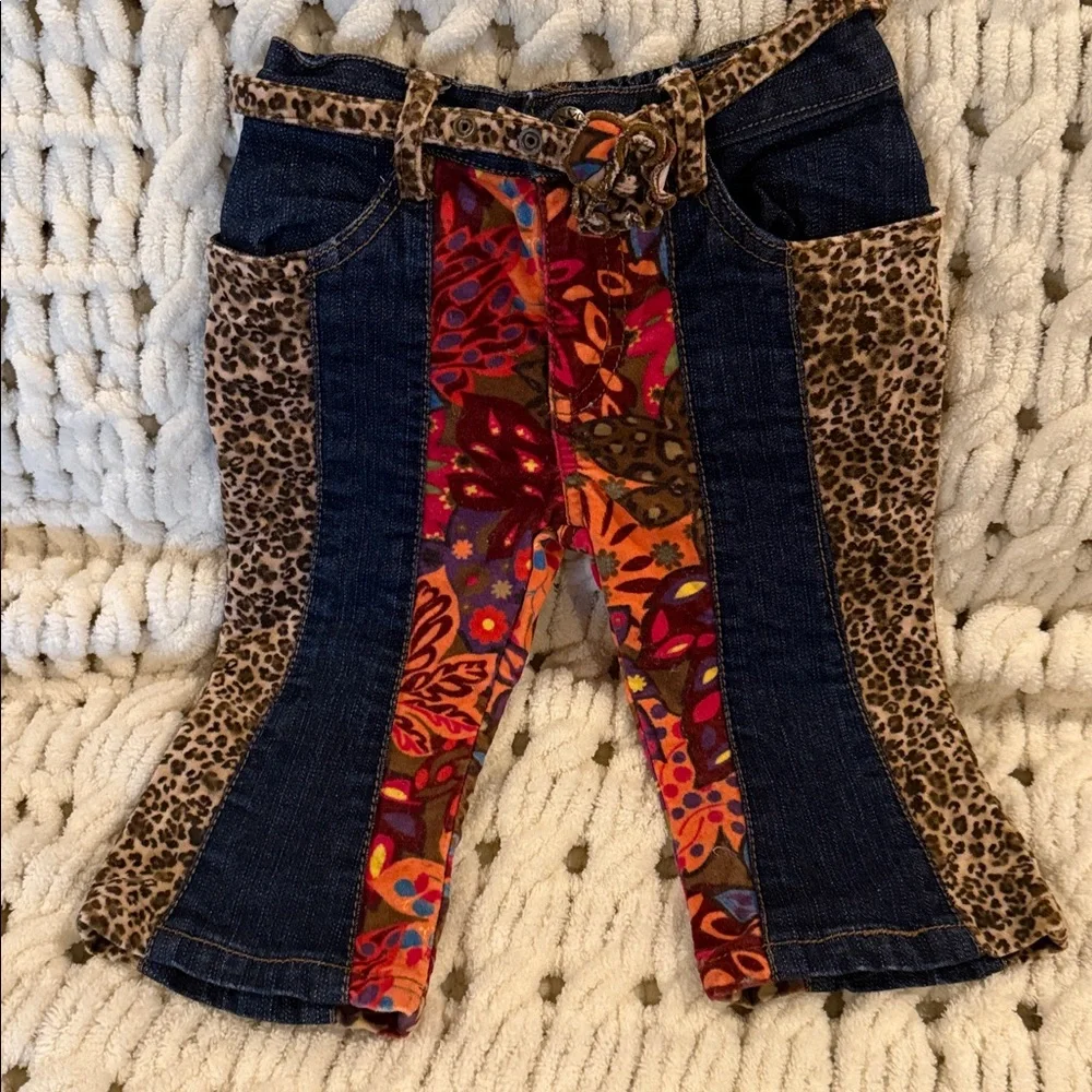 Children’s Place stretch Wide Leg Groovy Patchwork Denim Jeans 12 Months